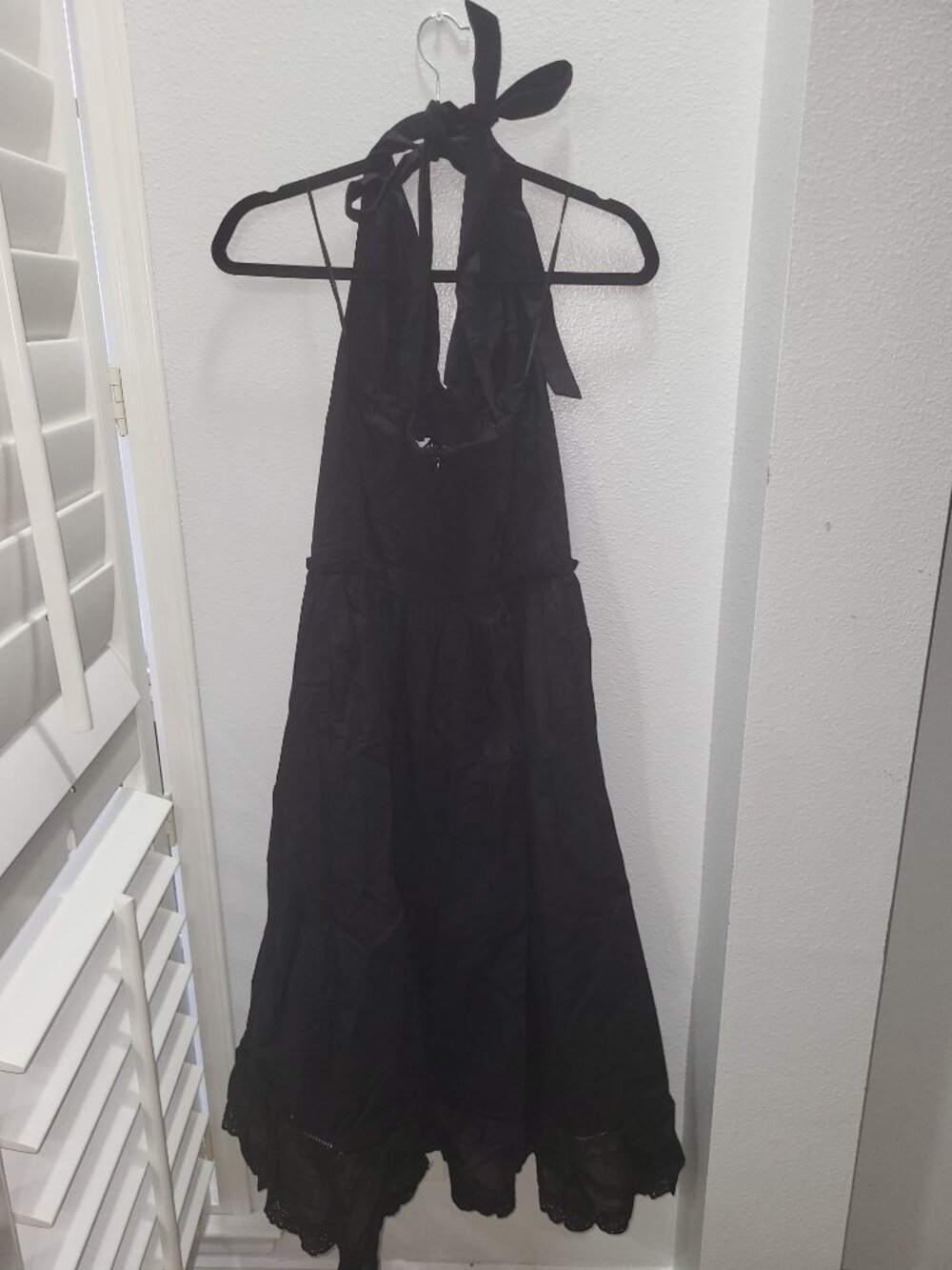 NWT Jacquie The Label maxi black cotton Dress halter ruched L Poplin pinup retro - Picture 11 of 11